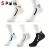 5 Pairs Men Short Socks With Fashionable Versatile Stripes That Absorb Sweat Are Breathable Soft Comfortable Casual Ankle Socks
