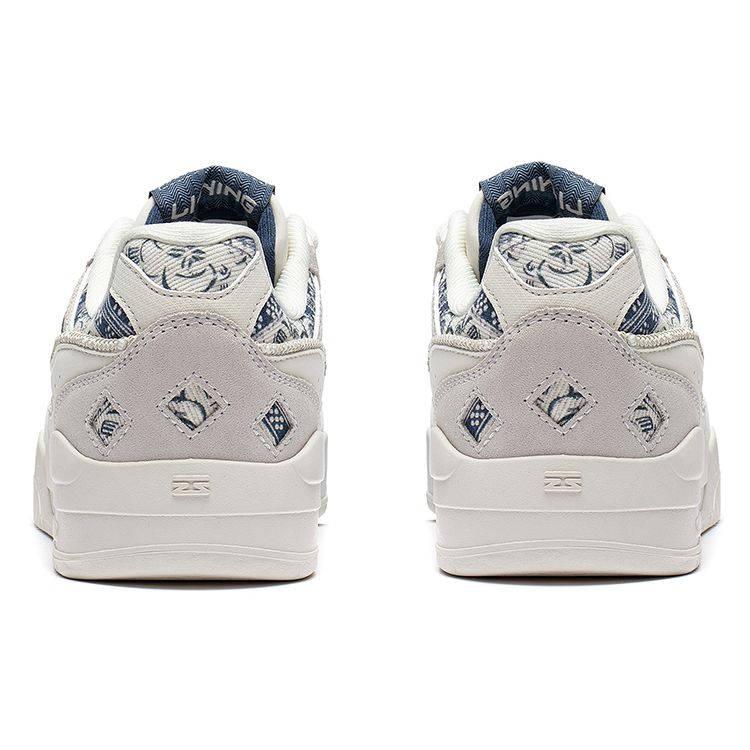 Li Ning Moon White Thick Sole Height Increasing Wear Resistant Breathable Low Top Skate Shoes Women Sneakers Off-White AGCS252-10