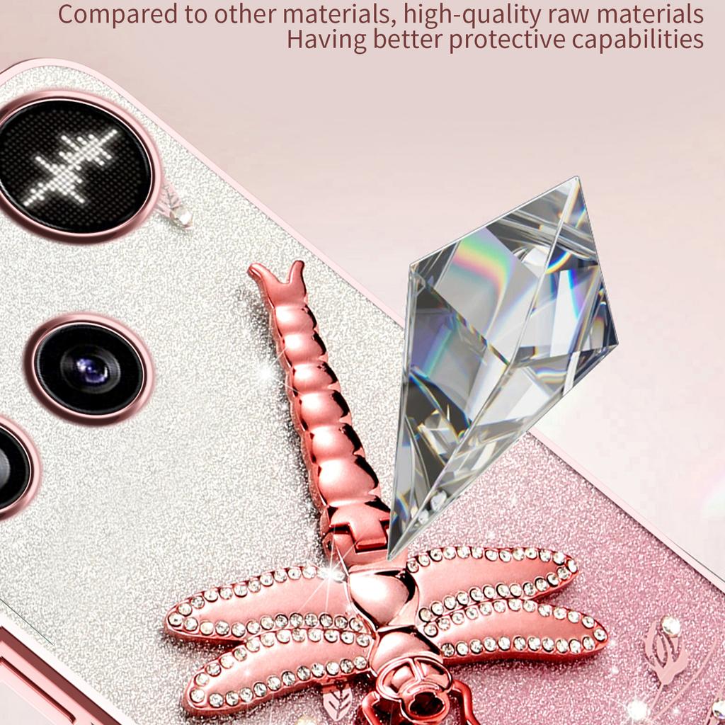 For Nothing Phone (3) 5G Case Dragonfly Kickstand TPU Flowers Glitter Phone Cover