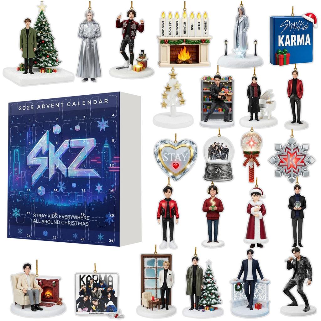 2025 Advent Calendar, 24 Days Christmas Advent Countdown Calendar With 24 Pcs Ornaments, Chill Daily Surprises, 2D Acrylic Ornaments Christmas Decor