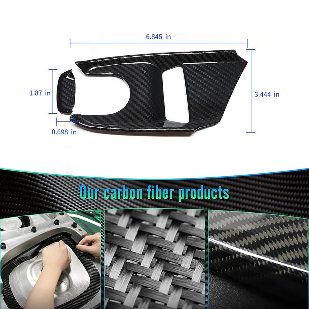 Чёрная накладка на кнопку центральной консоли из НАСТОЯЩЕГО ТВЁРДОГО углеволокна для Corvette C8 20-2023