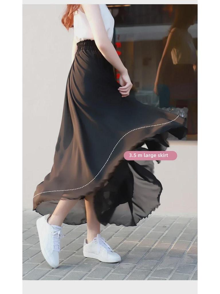 Миниатюрная белая двухслойная шифоновая юбка для пляжных танцев