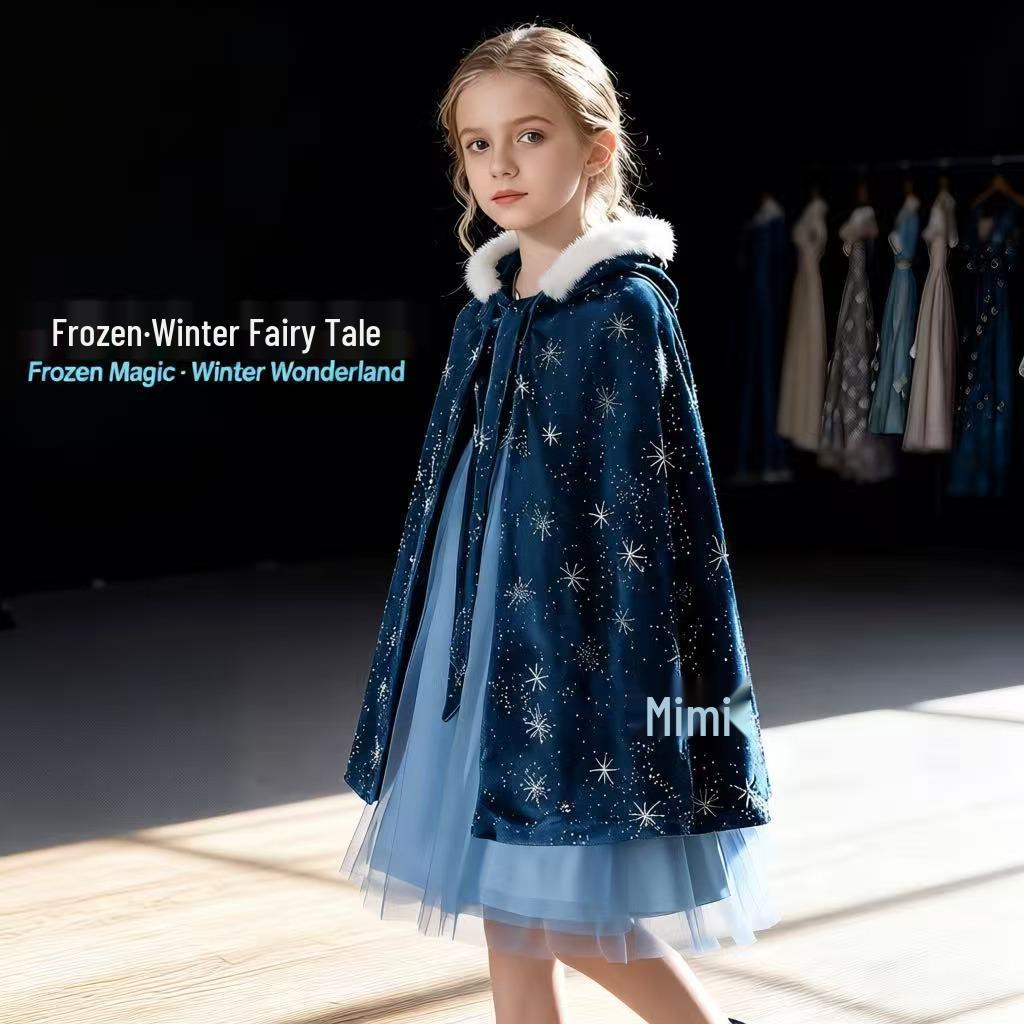 Платье Замороженной Принцессы с флисовой подкладкой для девочек - Зима, Хэллоуин и Рождество