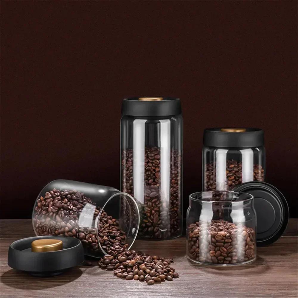 Vacuum Sealed Glass Mason Jars with Lid Coffee Bean Tank Household Food Storage Moisture-proof Air Extraction Airtight Container