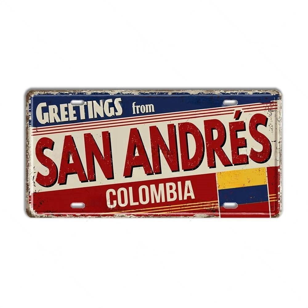 Chile Argentina Ecuador Colombia License Plate Landmark Metal Sign City State Decorative Car Plate Garage Club Bar Wall Decor