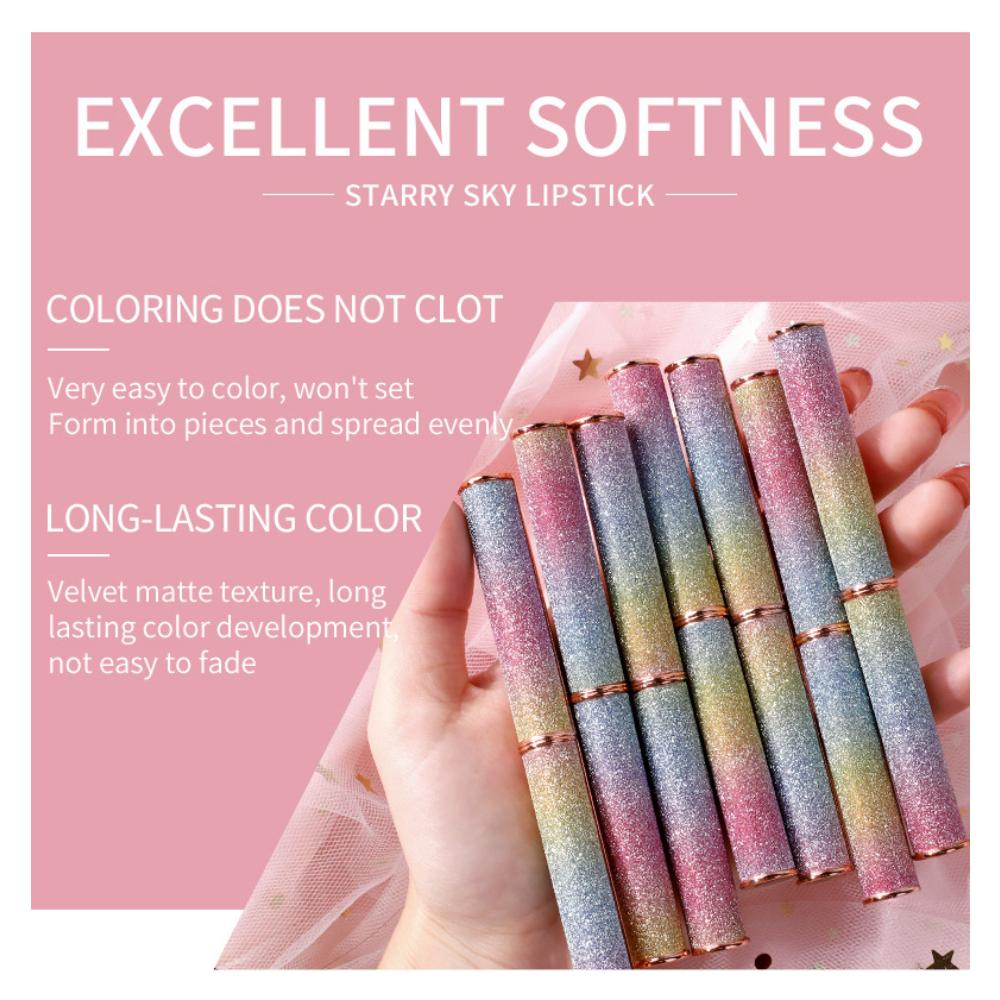 VIBELY Starlight Sparkle Matte Lipstick Dip-in-Cup, помада No-Fall Crushed Diamond Lipstick
