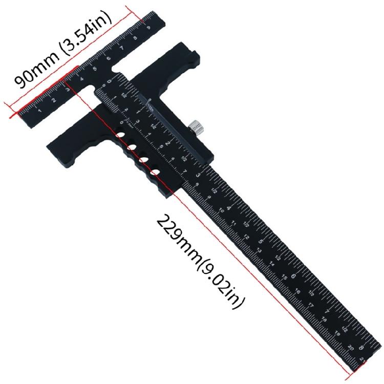 Woodworking T Ruler Scriber Gauge Carpentry Scriber Aluminum Sliding Scribing Ruler Multifunctional Measurement Tool