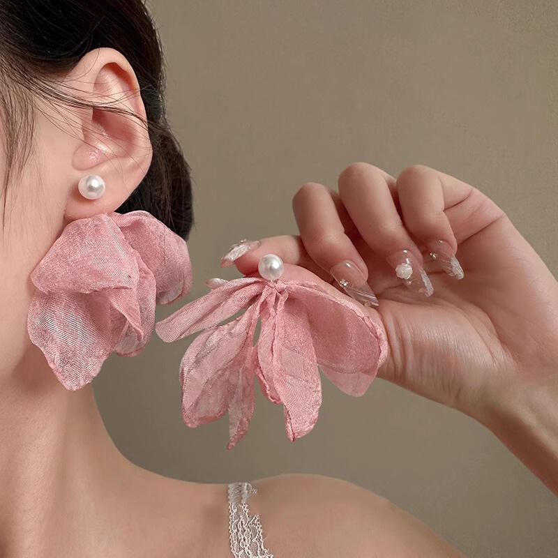 Винтажные серьги с длинной кисточкой в виде цветка для женщин, милые шифоновые серьги-подвески с темпераментом, для вечеринки, свадьбы, пляжа