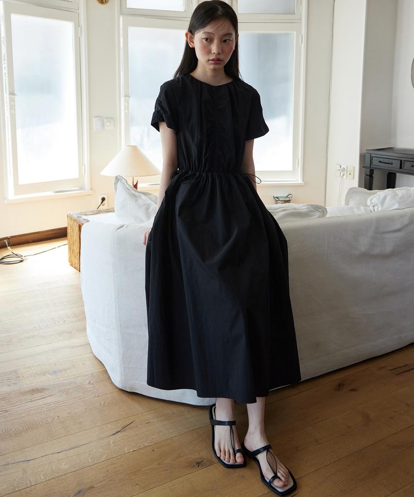 Step Around Half Sleeve String One-Piece_Black