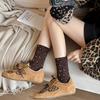 5 Pairs Soft Famale Tube Socks Breathable Mid-Calf Socks Hosiery Leopard Print Socks Unisex