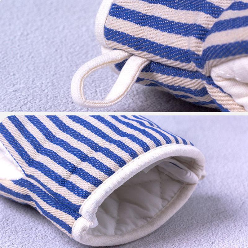 1 Pc Striped Simple Household Kitchen Oven Mitts High Temperature Insulation Microwave Gloves Thick Anti Scalding Baking Glove