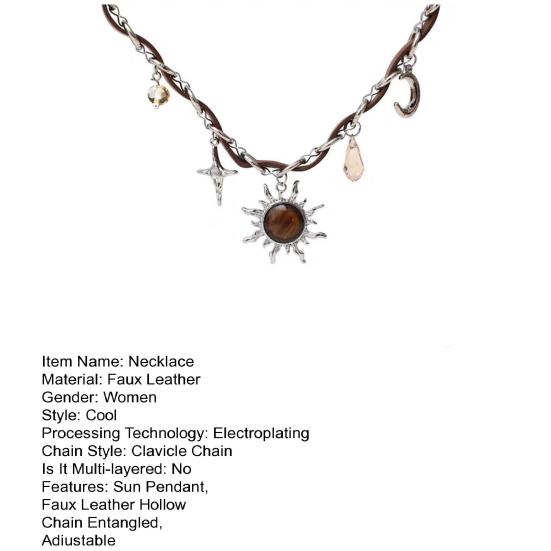 Женское ожерелье из искусственной кожи, цепочка со звездой, запутанная Солнце и Луна, полый кулон, колье для горячих девушек