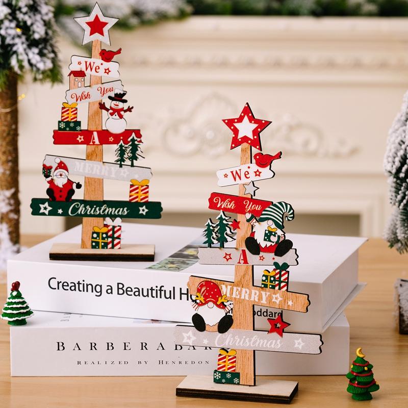 Desktop Christmas Tree Ornament Santa Claus Merry Christmas Wooden Sign Plaque 2024 Xmas Decoration for Home 2025 New Year Gift