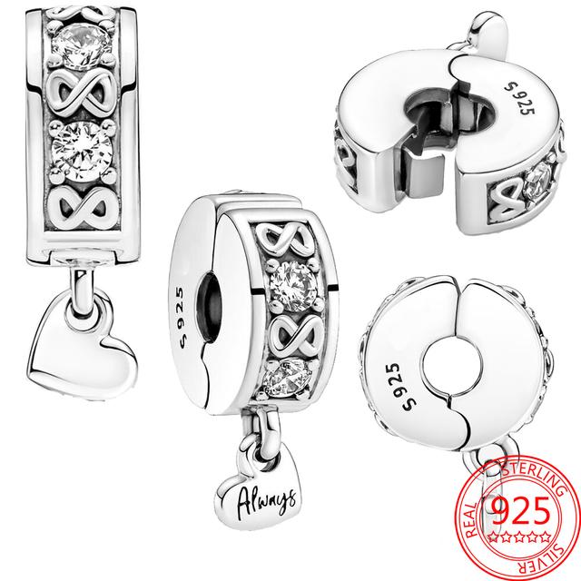 Новый модный браслет из стерлингового серебра 925 пробы, семейный клип с паве, подходит для модного браслета, ювелирные изделия своими руками, аксессуары для браслетов