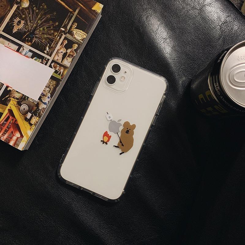 Забавный Коала Apple 15pro Max Прозрачный Чехол для Мобильного Телефона iPhone 16 14 Подушка Безопасности 13 Подходит для Ins Ветрозащитный 11 Мягкий