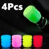 4pcs Luminous Valve Caps Fluorescent Night Glowing Car Motorcycle Bicycle Bike Wheel Tyre Hub Luminous Valve Stem Caps Decors
