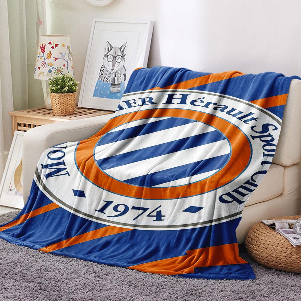 Montpellier HSC logo FlAannel Blanket, High quality Comfortable for All Seasons, Home Decor, Warmth and Comfort