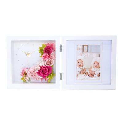 Фотоклок из стабилизированных цветов Arvo Gift Studio Happy x [Оригинальная улыбка] (Белый розовый)