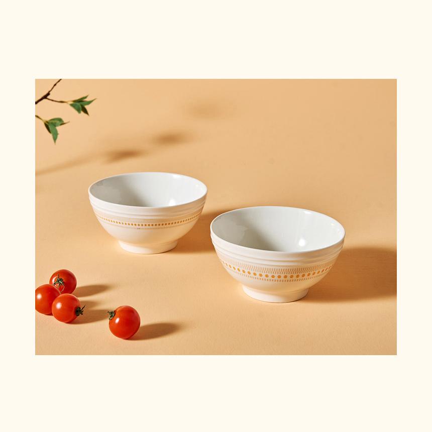 Керамическая миска для лапши CORELLE Rosemont, 2 шт., столовая посуда, цвет слоновой кости и оранжевый