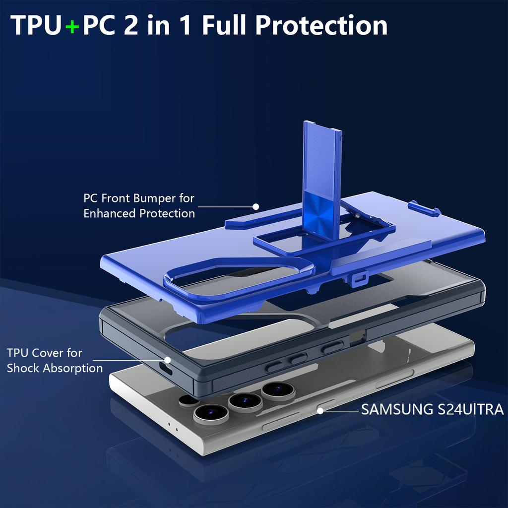 For Samsung Galaxy S24 Ultra Shockproof Case Kickstand TPU+PC Phone Cover