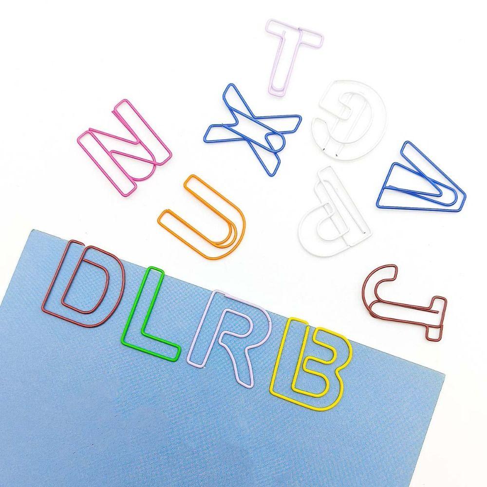 26pcs Hollow Letter Paper Clips Bookmark Photo Tickets Holder Colorful Paper Clamps School
