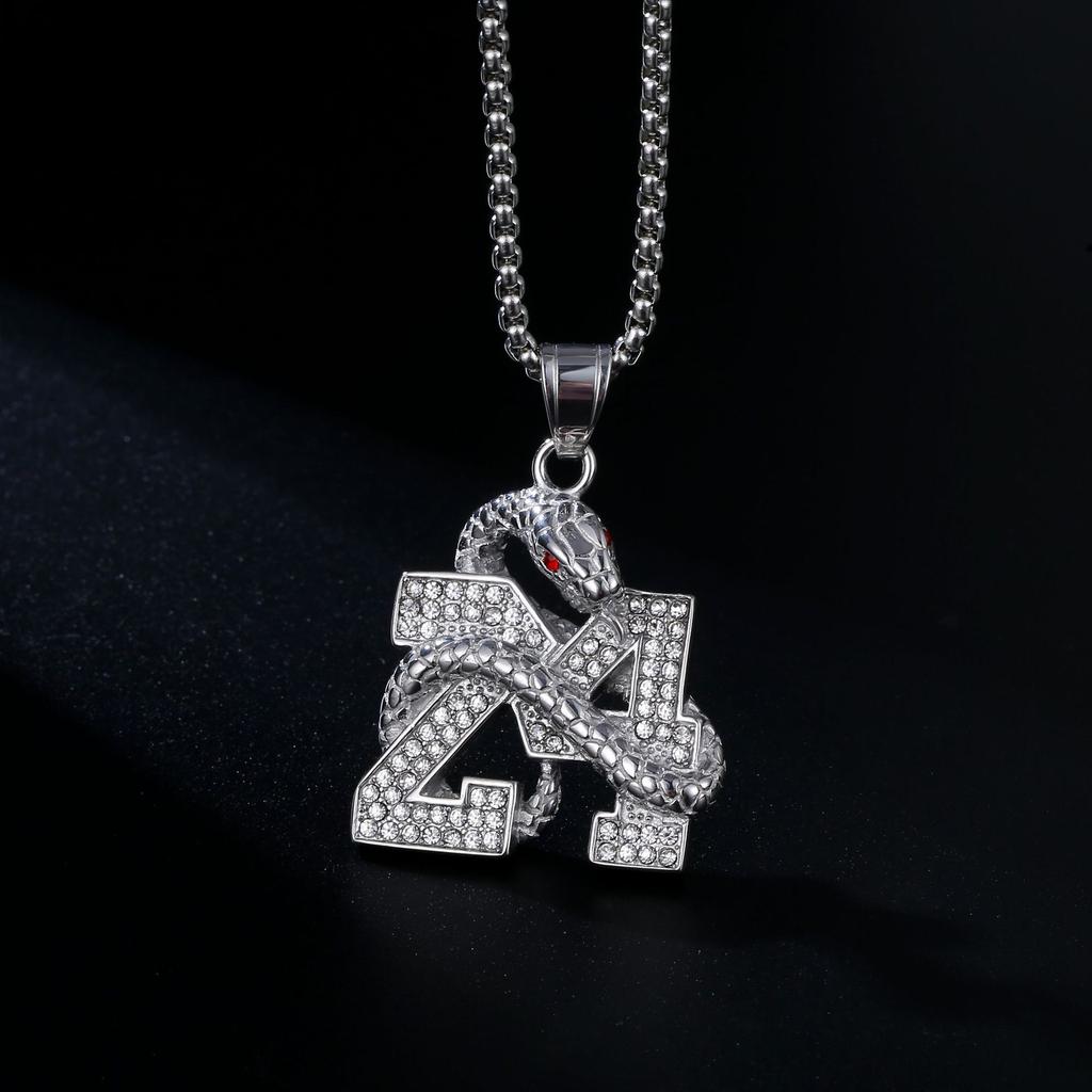 Europe, America, Hip Hop, Accessories, Gold-plated Diamond Digital Coiled Snake Pendant Necklace