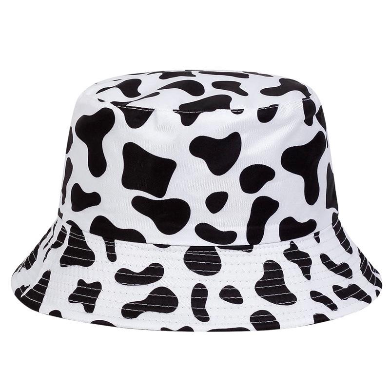 Cartoon Panda Fisherman Hat - Women's Korean Style, Double-Sided, Flat Top, Sun Protection, Casual Cow Design