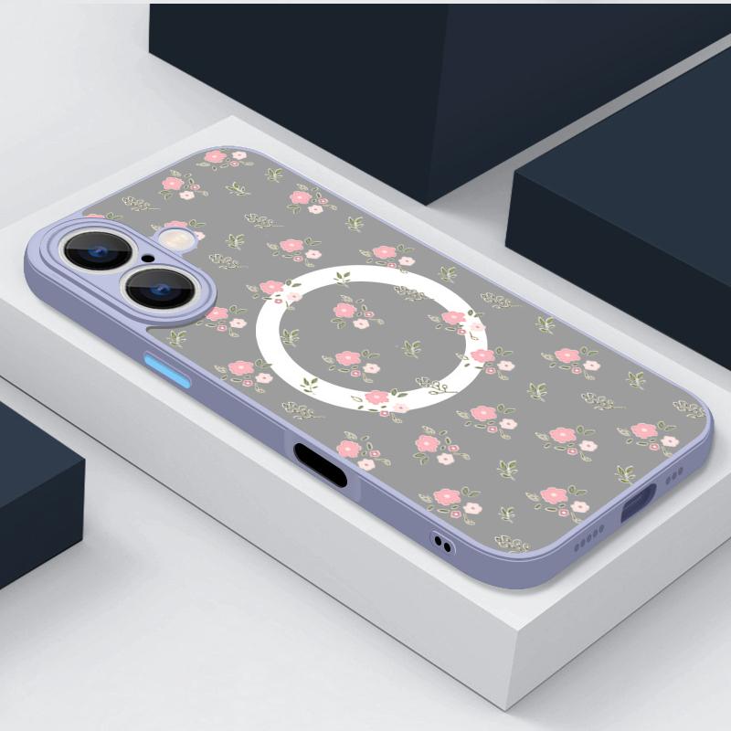 Магнитный чехол для телефона с принтом фиолетового пиона для iPhone Air 17 15 16 14 Pro Max 16 Plus 13 12 Pro 11 Для Magsafe Беспроводная зарядка Обложка