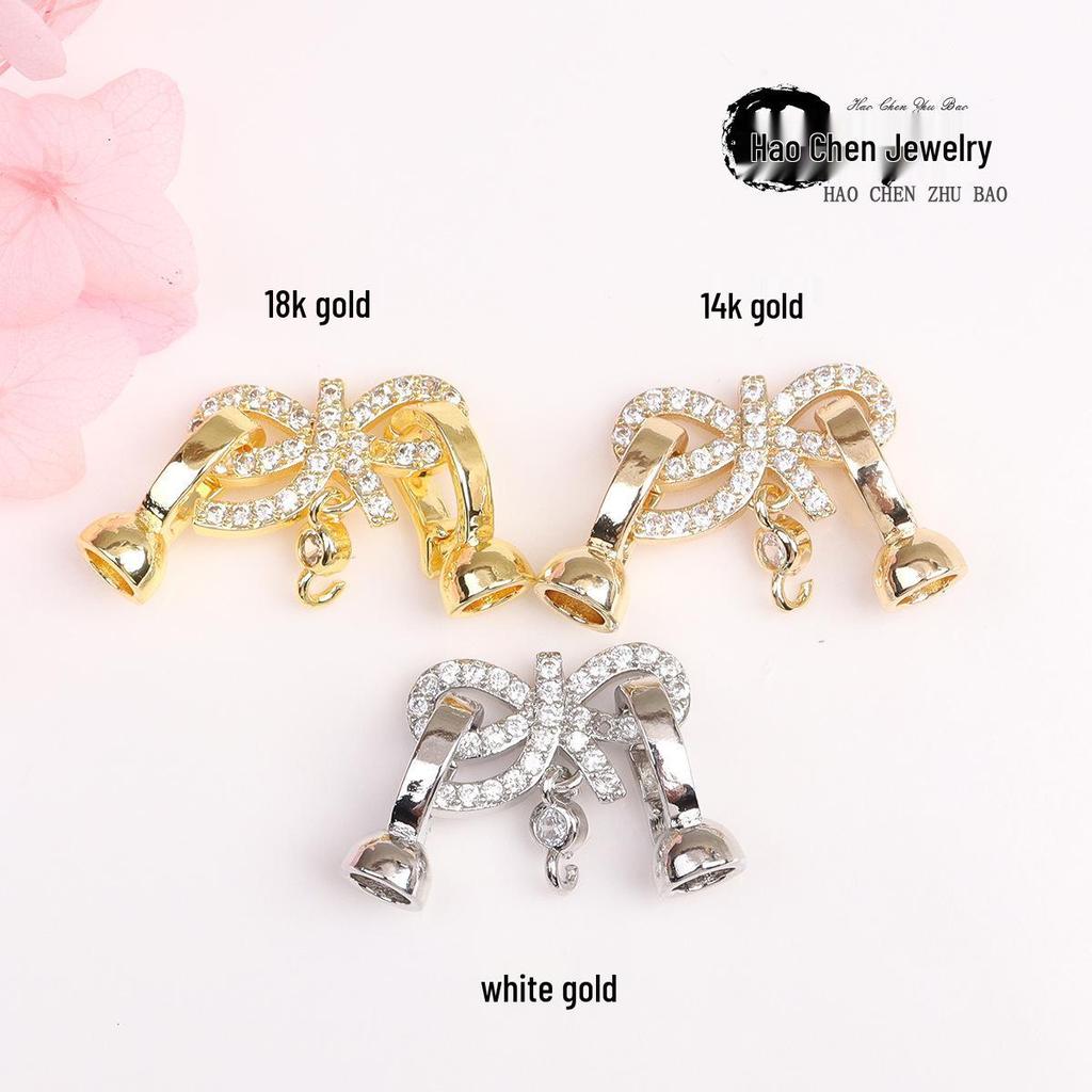 Застежка, Звено и Бант-Аксессуар для Жемчужного Ожерелья, Позолота 14 карат, Сохраняющая Цвет, для Изготовления Украшений своими Руками