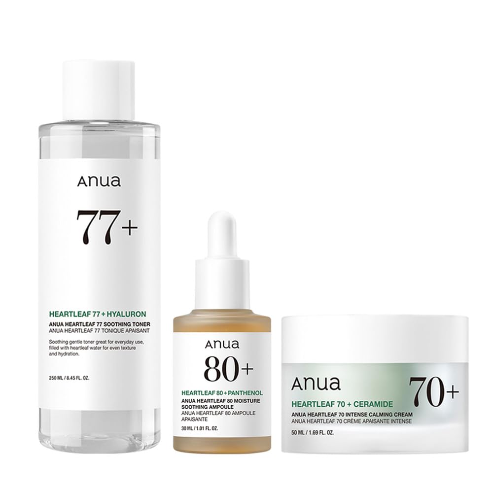 ANUA Houttuynia Cordata 77 Soothing Toner 250ml Houttuynia Cordata 80 Moisture Soothing Ampoule 30ml Houttuynia Cordata 70 Intense Calming Cream 50ml