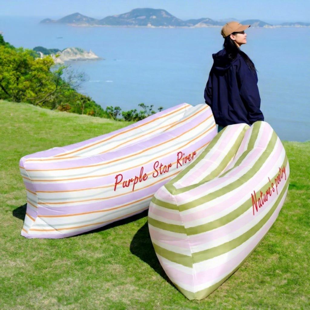 Outdoor Modern Minimalism Foldable Inflatable Sofa Air Mattress Single Lounger Polyester Portable Camping Music Festival