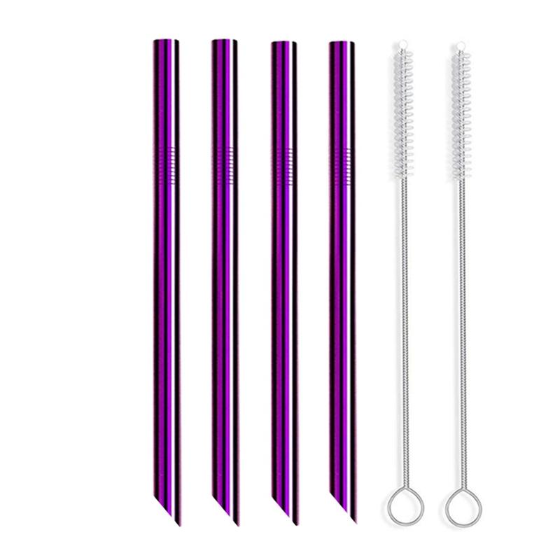 4 шт. 12 мм Металлические соломинки для питья Многоразовые Набор соломинок из нержавеющей стали 304 со щеткой Соломинка для чая с пузырьками Смузи Аксессуар для вечеринки в баре