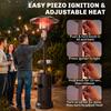 Gas Patio Heater with Table Tray, 13 kW Portable Propane Outdoor Heater with Piezo Ignition, Tip-over Protection, Brown