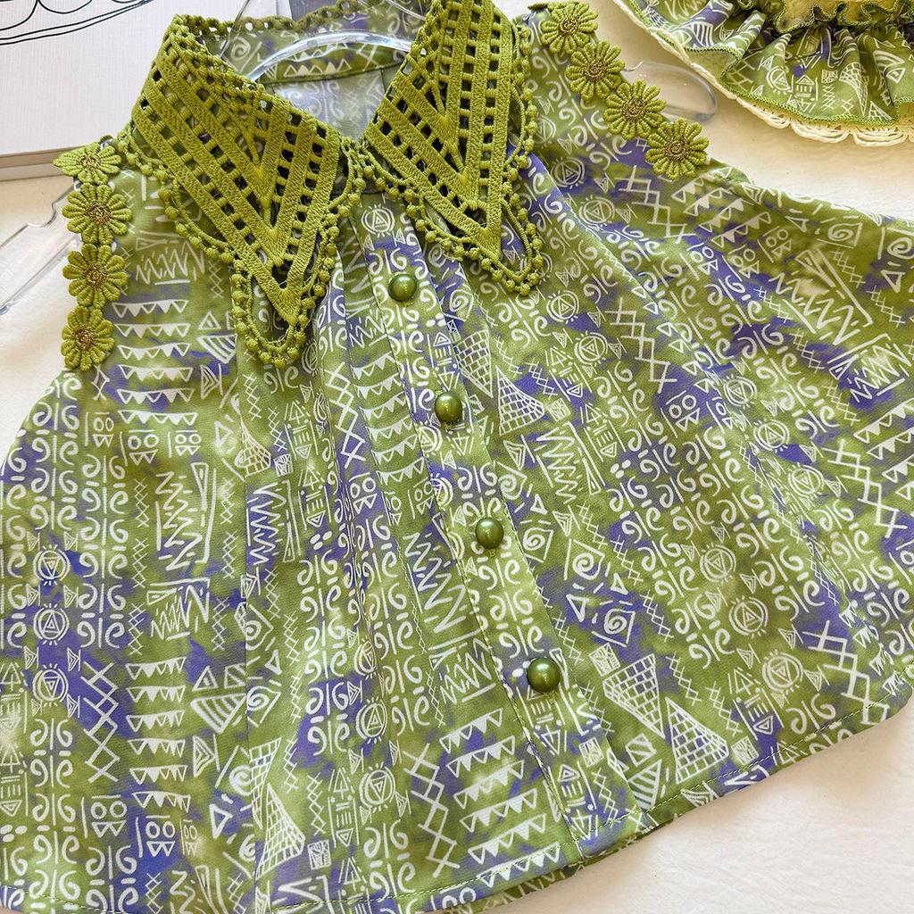 Девочковый комплект: топ без рукавов с цветочным и геометрическим принтом и шорты - Модная летняя коллекция 2026