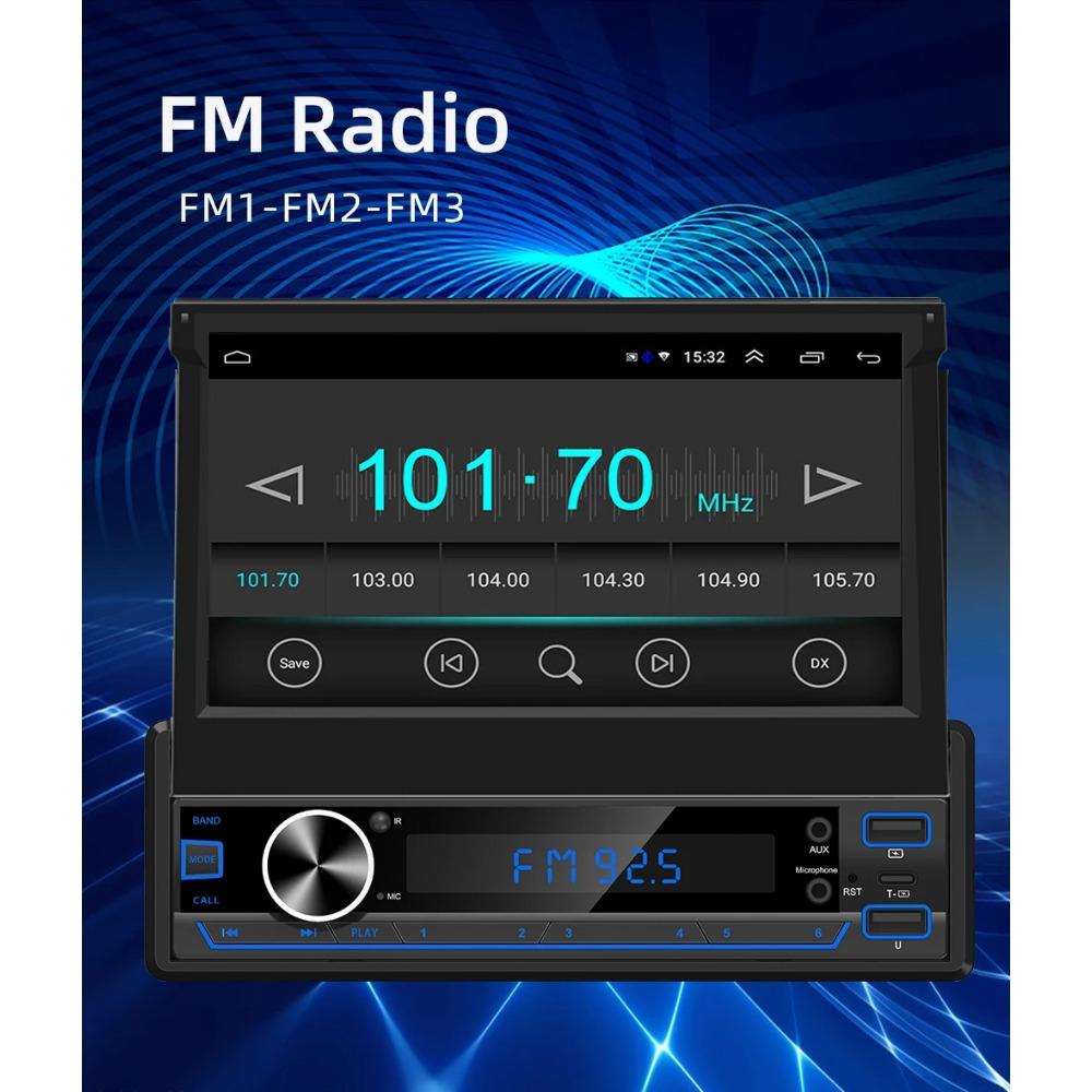 2+32GB Universal 1Din Android Car Radio 7 Inch Electric Retractable Screen Wireless Carplay Multimedia Player Autoradio Navigation GPS