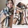 New Atmosphere Imitation Cashmere Plaid Tassel Scarf For Women In Autumn And Winter, With Thickened Velvet And Warm Neck