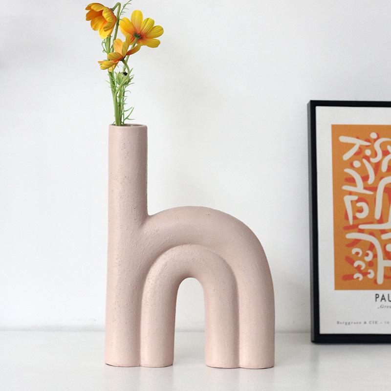 Ins Style Wabi-sabi Толстая керамическая ваза Украшения для гостиной Цветочная композиция Bed and Breakfast Магазин одежды Модельная комната Искусство Цветочные аксессуары