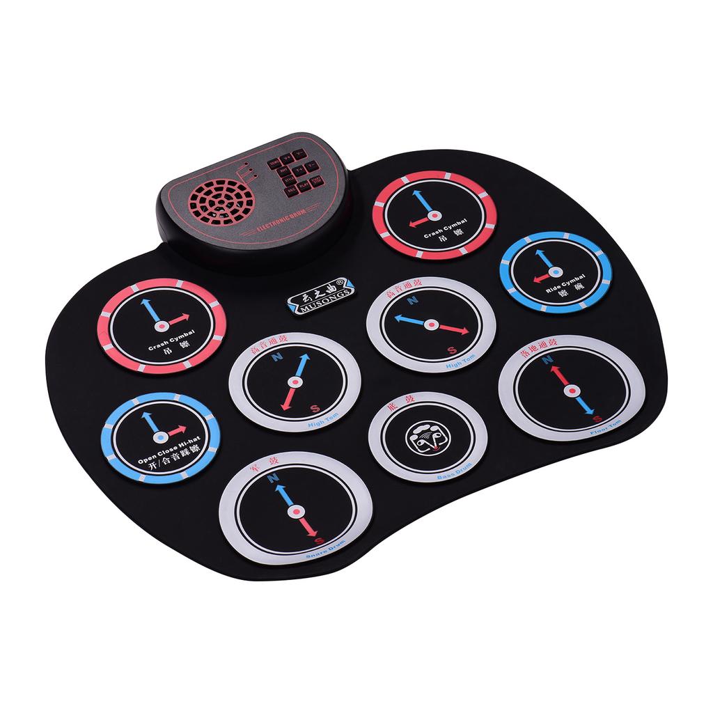 Портативный электронный барабан Roll Up Drum, силиконовый, для практики, встроенный динамик, аккумуляторная батарея 1200 мАч