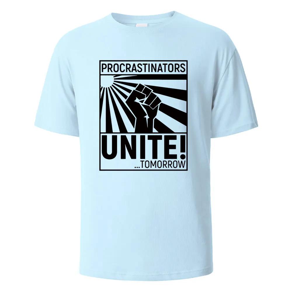 Новая мужская футболка с принтом Procrastinator Streetwear 100% хлопок мужской топ женская летняя дышащая футболка с коротким рукавом и круглым вырезом