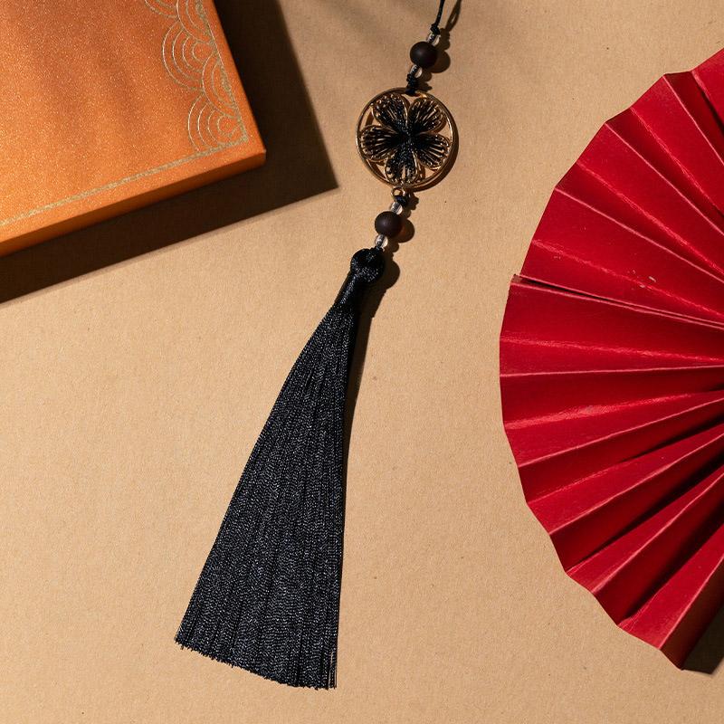 1PC Craft Thousand Leaf Tassel Pendant Polyester Peach Blossom Tassel Beads Charms