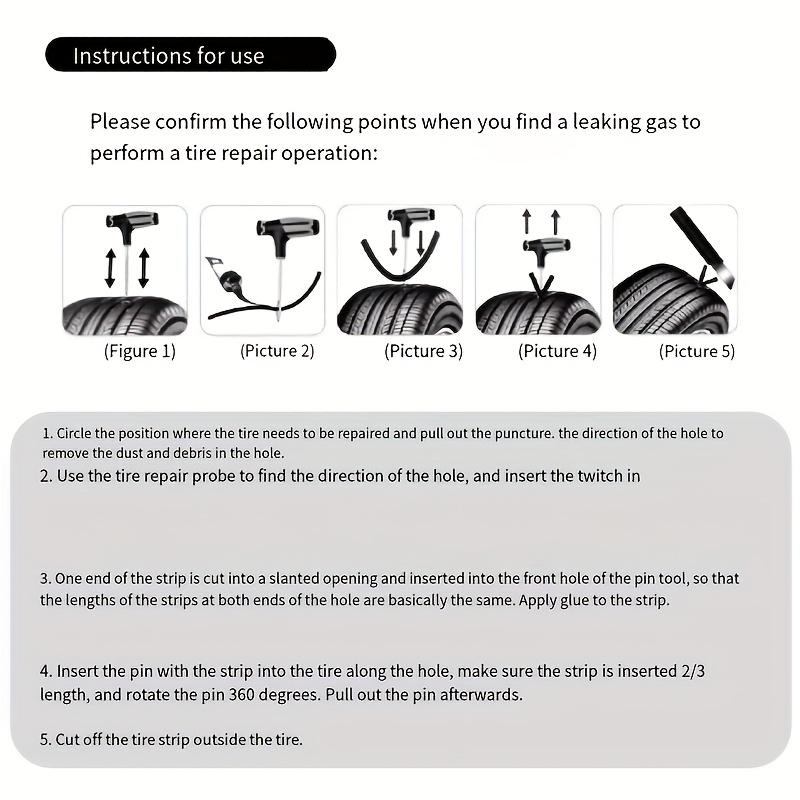 Universal Tire Repair Kit Portable Tire Fix Tool Set with Plugs for Car Motorcycle and Electric Scooter Emergency Roadside Repair Tools