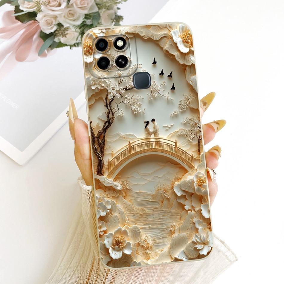 For Infinix Smart 6 X6511 X6511B X6511E Cute Cat Flower Cartoon Phone Case For Infinix Smart6 Shockproof Soft Silicone Bumpers
