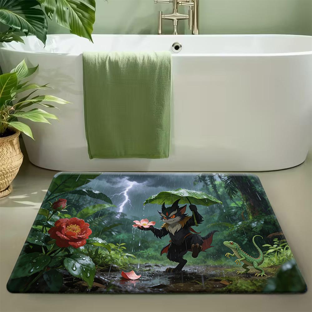 Pokemon Koraidon vs Miraidon Print Non-Slip Doormat, Absorbent Floor Mat for Home Decor