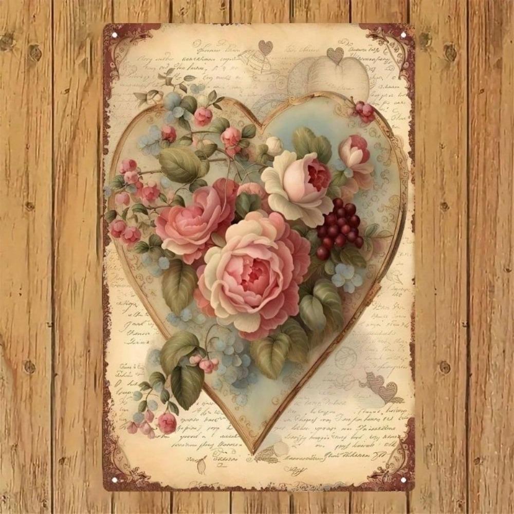 Металлическое Настенное Искусство 8x12 Дюймов Винтажный Цветочный Принт Декор для Дома