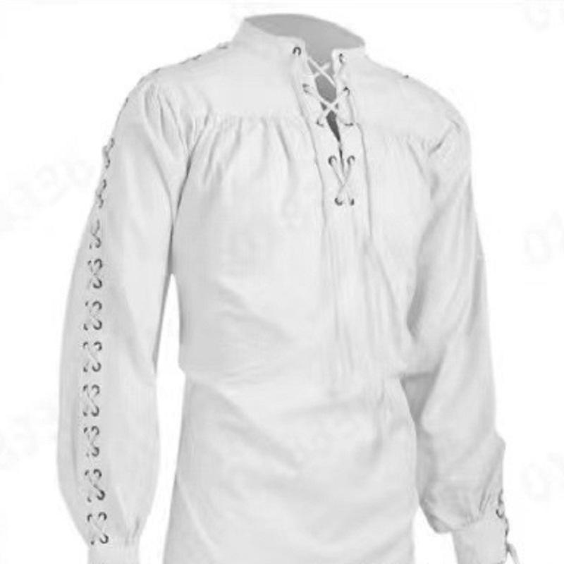 Adult Men Medieval Knight Warrior Costume Green Tunic Clothing Norman Chevalier Braid Pirate Saxon Shirt Men