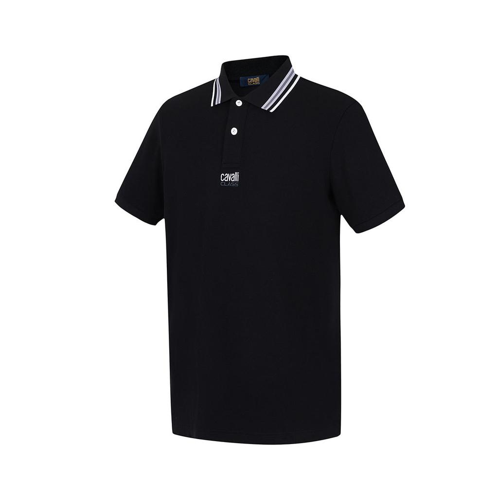 [Contrast striped embroidered logo] Spring and summer solid color clean and versatile men's polo shirt with a collar and short sleeves
