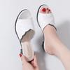 Cool Slippers Women's Outer Wear Summer 2025 New Thick Heel Real Soft Leather One-word Soft Bottom Mother Non-slip Slippers
