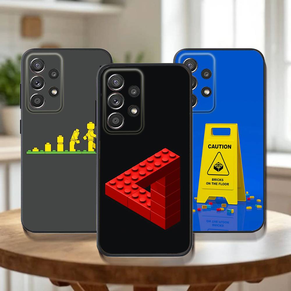 B-Bricks Block puzzle Phone Case For Samsung Galaxy A73,31,32,72,41,53,52,71,22,5G,Note,J7,8,9 Soft Black Cover