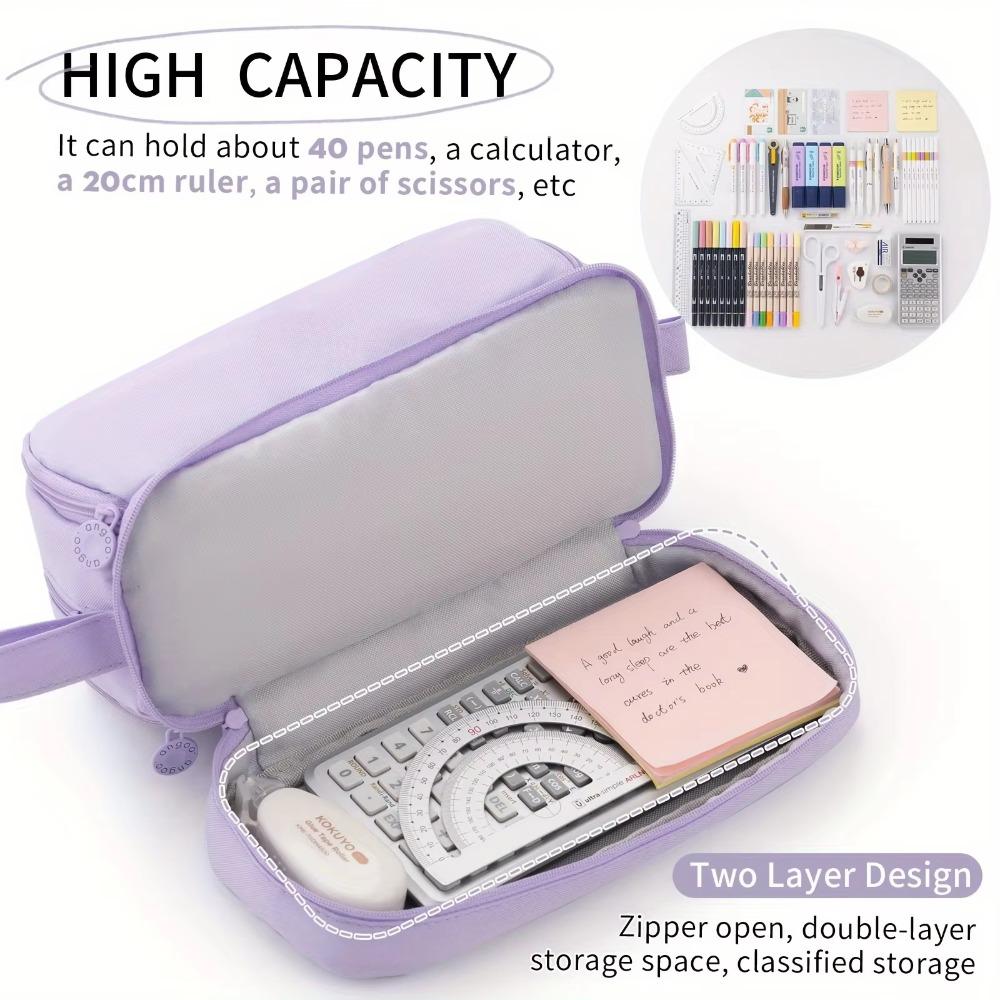 Multilayers Pencil Case 3/4 Compartment Stationery Storage Pouch for Office School Supplies