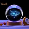 Glass Ball Night Light with Wooden Base 7 Color Changing User-friendly 3D Solar System Crystal Ball Night Light Desktop Decor